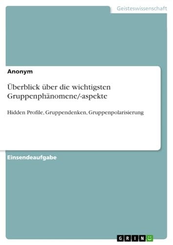 Überblick über die wichtigsten Gruppenphänomene/-aspekte: Hidden Profile, Gruppendenken, Gruppenpolarisierung