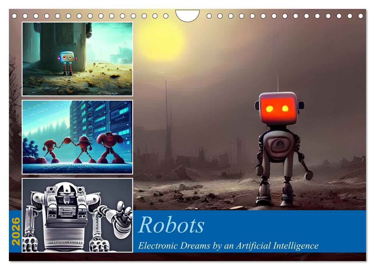 Robots (Wall Calendar 2026 DIN A4 landscape), CALVENDO 12 Month Wall Calendar: Electronic Dreams by an Artificial Intelligence