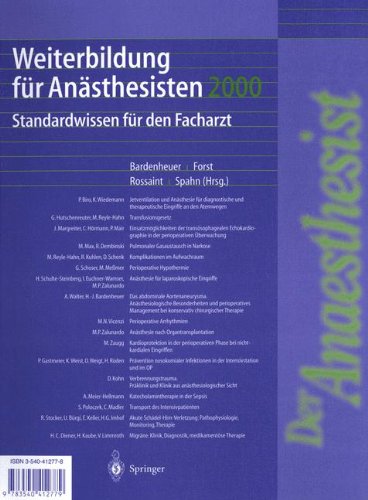 Weiterbildung für Anästhesisten 2000: Standardwissen für den Facharzt