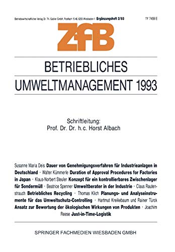 Betriebliches Umweltmanagement 1993 (Zeitschrift für Betriebswirtschaft) (German Edition) (Zeitschrift für Betriebswirtschaft, 2/93)