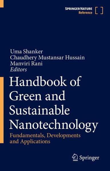 Uma Shanker Handbook Of Green And Sustainable Nanotechnology, Fundamentals, Developments And Applications