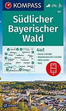 KOMPASS Wanderkarte Südlicher Bayerischer Wald: 4in1 Wanderkarte 1:50000 mit Aktiv Guide und Detailkarten inklusive Karte zur offline Verwendung in ... Langlaufen. (KOMPASS-Wanderkarten, Band 197)