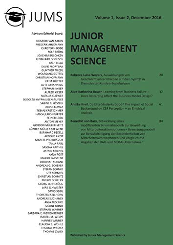 Junior Management Science, Volume 1, Issue 2, December 2016