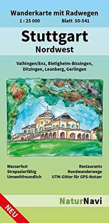 Stuttgart Nordwest: Wanderkarte mit Radwegen, Blatt 50-541, 1 : 25 000, Vaihingen/Enz, Bietigheim-Bissingen, Ditzingen, Leonberg, Gerlingen (NaturNavi Wanderkarte mit Radwegen 1:25 000)