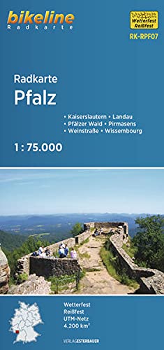 Radkarte Pfalz (RK-RPF07): Kaiserslautern - Landau - Pfälzerwald - Pirmasens - Weinstraße - Wissembourg, 1:75.000, wetterfest/reißfest, GPS-tauglich mit UTM-Netz (Bikeline Radkarte)