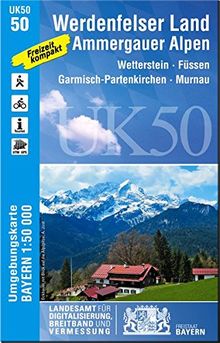 UK50-50 Werdenfelser Land, Ammergauer Alpen: Wetterstein ,Füssen, Garmisch-Partenkirchen, Murnau (UK50 Umgebungskarte 1:50000 Bayern Topographische Karte Freizeitkarte Wanderkarte)