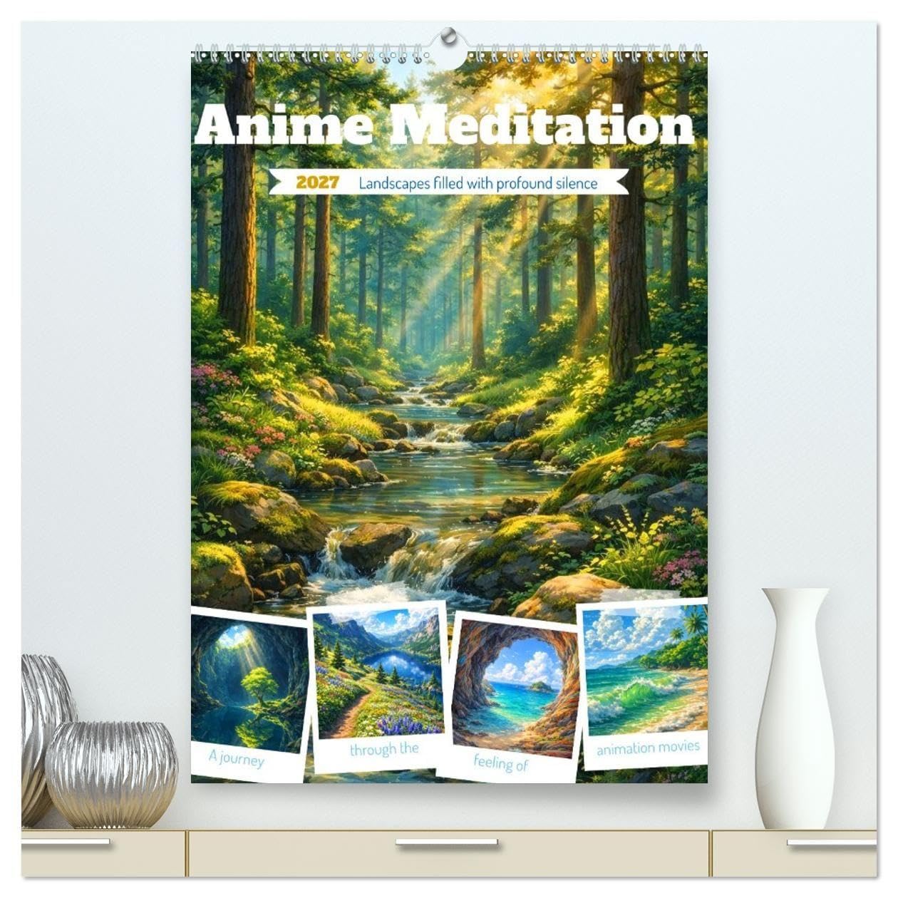 Anime Meditation (High Quality Premium Wall Calendar 2027 DIN A2 portrait),CALVENDO 12 Month Wall Calendar: A calendar filled with quiet anime ... of respite between scenes. (CALVENDO Nature)