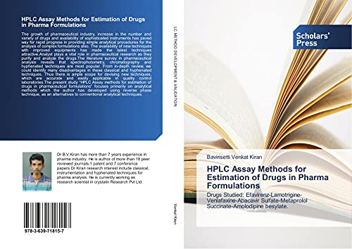 HPLC Assay Methods for Estimation of Drugs in Pharma Formulations: Drugs Studied: Efavirenz-Lamotrigine-Venlafaxine-Abacavir Sulfate-Metaprolol Succinate-Amolodipine besylate.