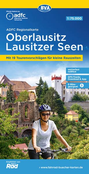 ADFC-Regionalkarte Oberlausitz - Lausitzer Seen 175000 mit Tagestourenvorschlägen reiß- und wetterfest GPS-Tracks Download Karte (im Sinne von Landkarte)