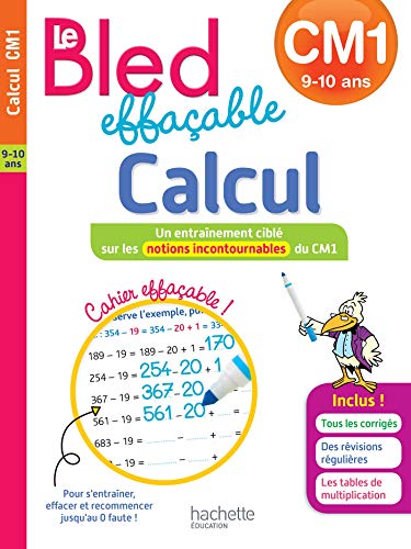 Bled Effaçable Calcul Cm1 : 9-10 Ans