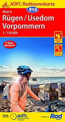 ADFC-Radtourenkarte 4 Rügen/Usedom Vorpommern 1:150.000, reiß- und wetterfest, GPS-Tracks Download (ADFC-Radtourenkarte 1:150000)