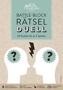Battle-Block Rätsel-Duell | 25 Duelle für je 2 Spieler: 100 % Recyclingpapier – klimaneutrale Produktion – unterstützt Aufforstungsprojekte: ... auf Recyclingpapier (pen2nature books)