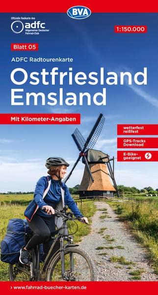 Allgemeiner Deutscher Fahrrad-Club e.V. (Adfc) Adfc-Radtourenkarte 5 Ostfriesland / Emsland 1, 150.000, Reiß- Und Wetterfest, Gps-Tracks Download Und Online-Begleitheft (Adfc-Radtourenkarte 1,