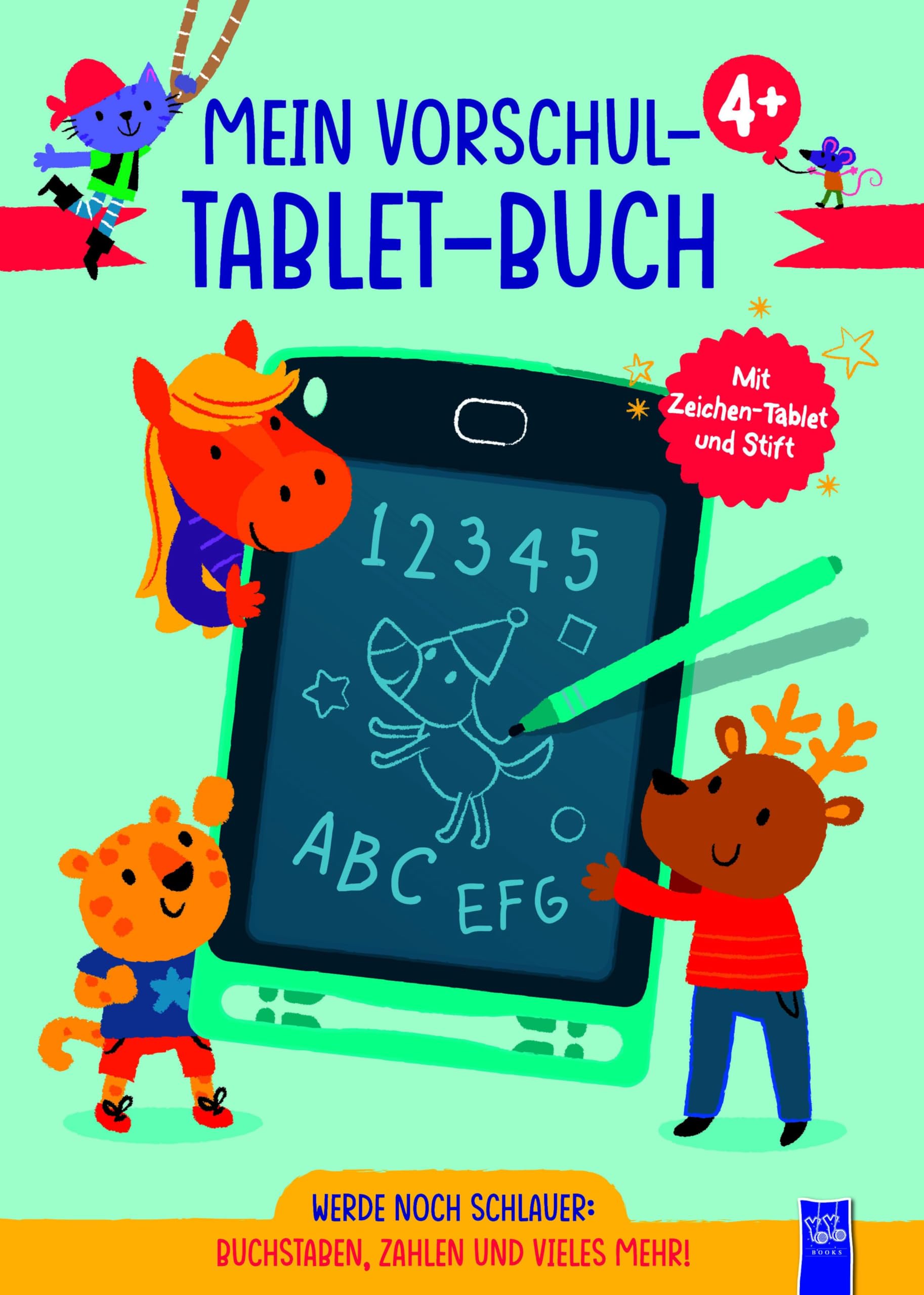 Mein Vorschul-Tablet-Buch 4 + (blaues Cover): 4+ Level 1: Buchstaben, Zahlen und vieles mehr! (blauer Einband)