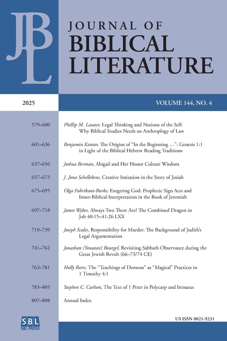 Journal of Biblical Literature 144.4 (2025)