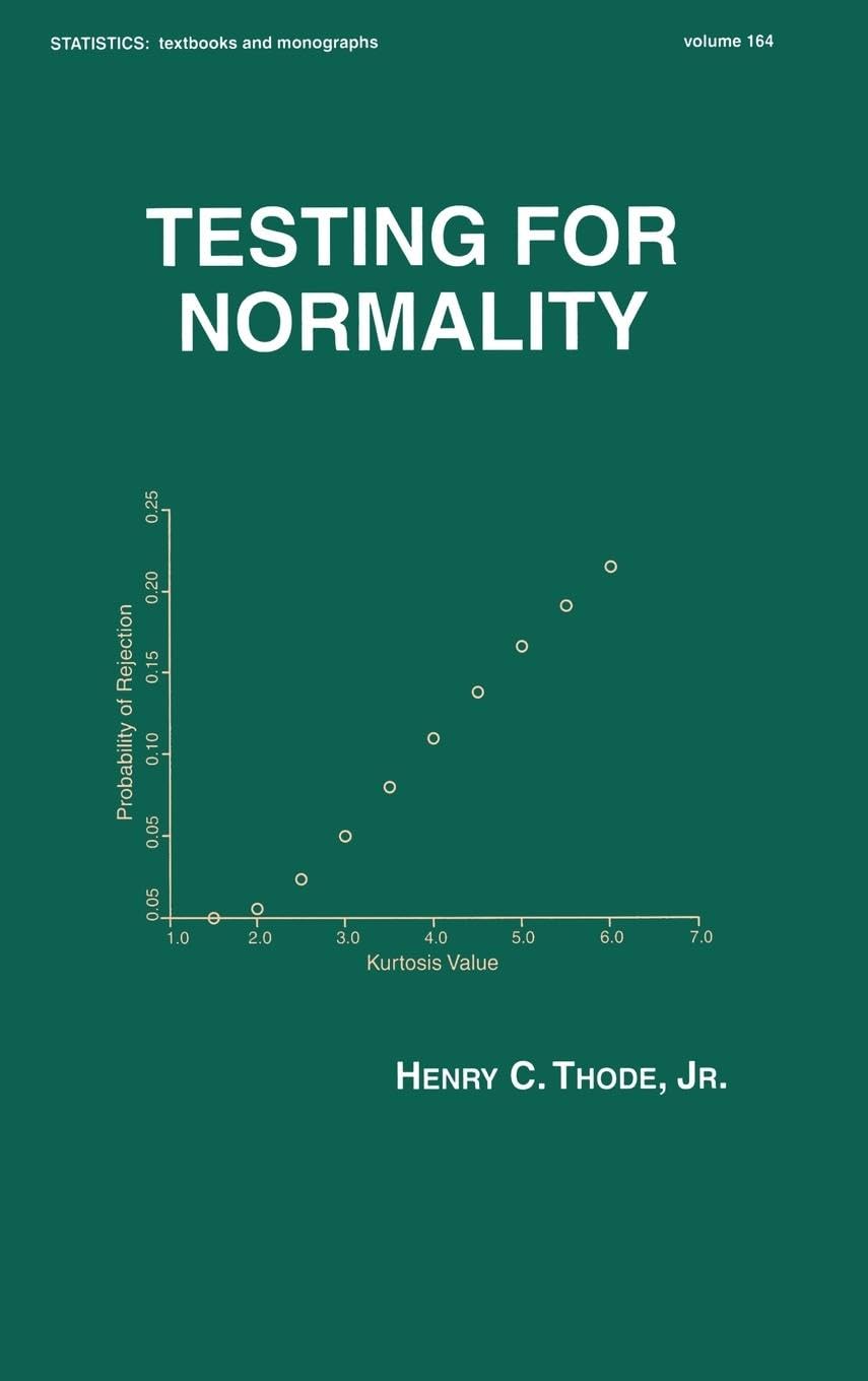 Testing For Normality (STATISTICS, A SERIES OF TEXTBOOKS AND MONOGRAPHS)