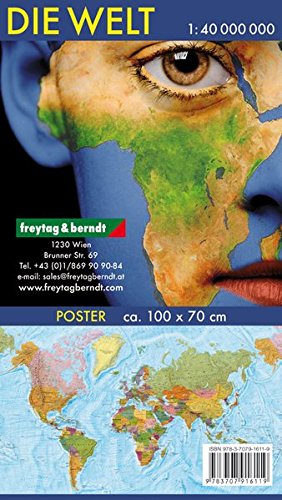 Freytag Berndt Wandkarte, Die Welt, deutsch, Plano in Rolle - Poster 1:40.000.000 (freytag & berndt Poster + Markiertafeln)