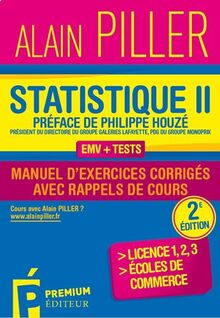Statistique : manuel d'exercices corrigés avec rappels de cours. Vol. 2