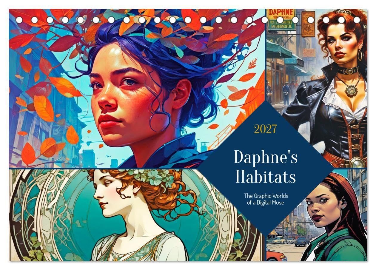 Daphne's Habitats, the Graphic Worlds of a Digital Muse (Desk Calendar 2027 DIN A5 landscape), CALVENDO 12 Month DeskCalendar