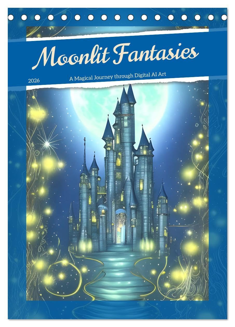 Moonlit Fantasies (Desk Calendar 2026 DIN A5 portrait), CALVENDO 12 Month DeskCalendar: A Magical Journey through Digital AI Art