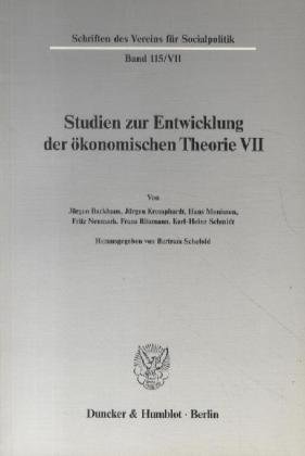 Probleme der Konjunkturtheorie im ausgehenden 19. Jahrhundert.: Studien zur Entwicklung der ökonomischen Theorie VII.