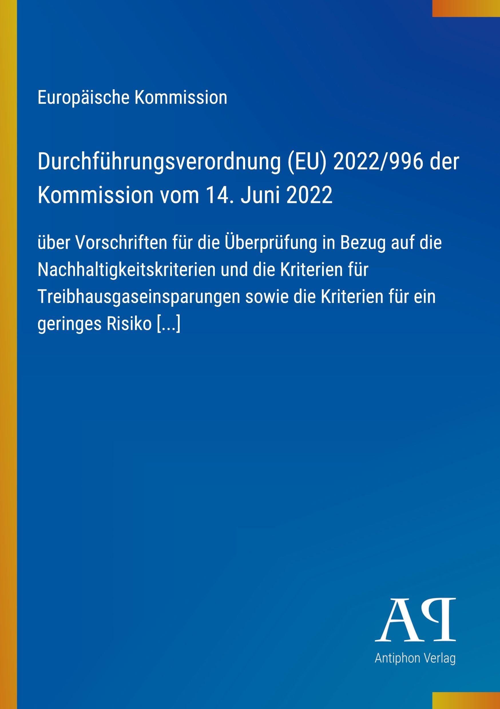 Durchführungsverordnung (EU) 2022/996 der Kommission vom 14. Juni 2022