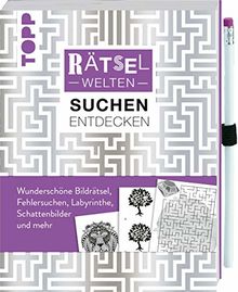 Rätselwelten – Rätseln, Suchen & Entdecken: Wunderschöne Bildrätsel, Fehlersuchen, Labyrinthe, Schattenbilder und mehr: Inkl. farbig passendem Stift ... zum Befestigen und direkt Losrätseln