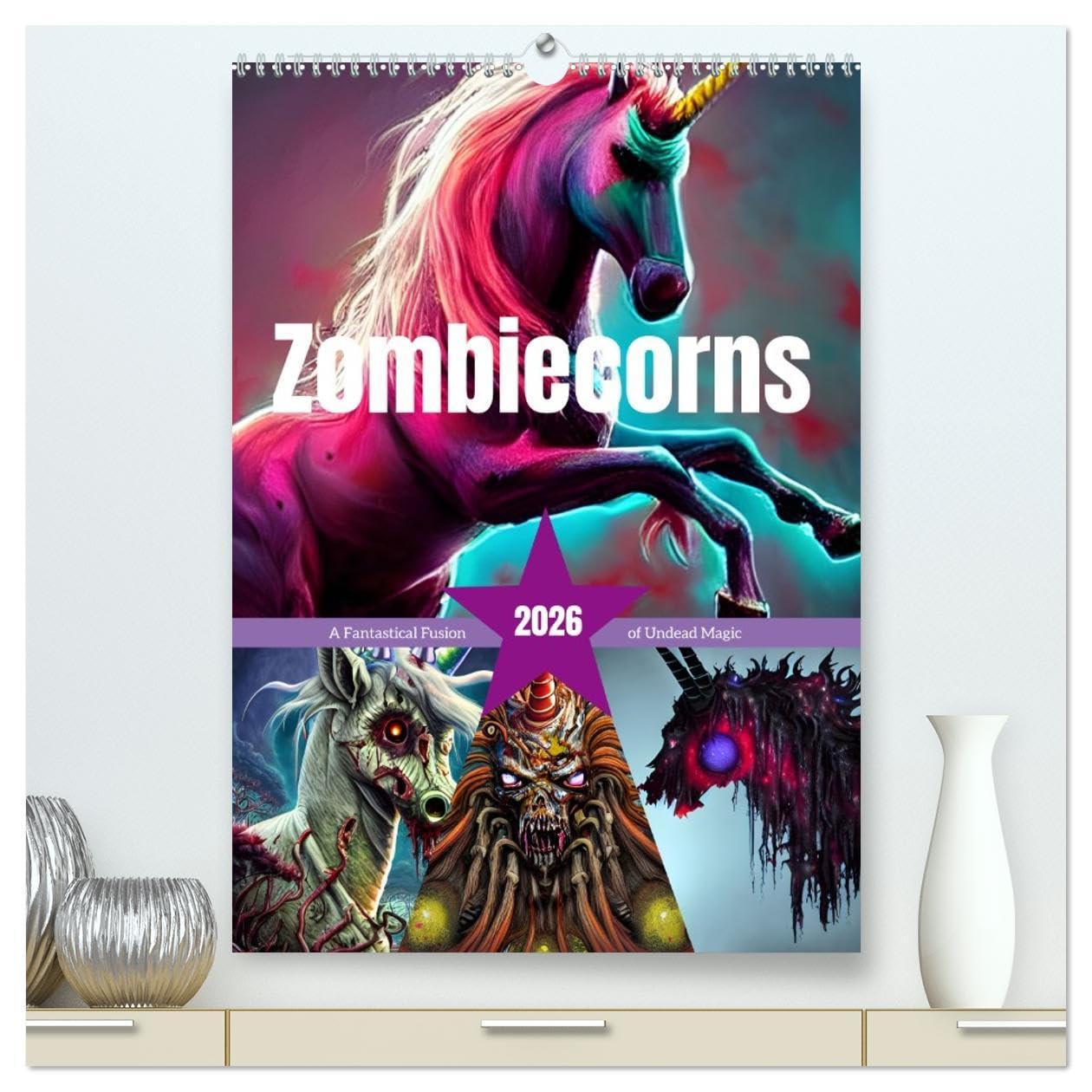 Zombiecorns (High Quality Premium Wall Calendar 2026 DIN A2 portrait),CALVENDO 12 Month Wall Calendar: A Fantastical Fusion of Undead Magic