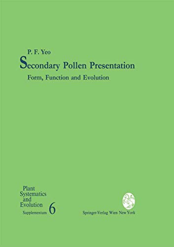 Secondary Pollen Presentation: Form, Function and Evolution (Plant Systematics and Evolution - Supplementa, 6, Band 6)