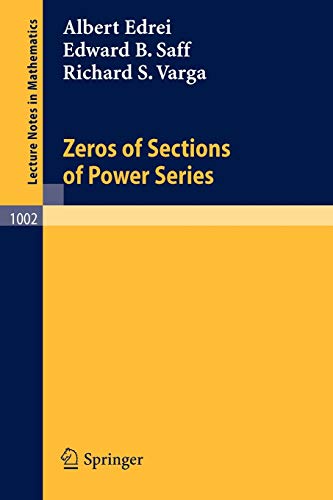 Zeros of Sections of Power Series (Lecture Notes in Mathematics, 1002, Band 1002)