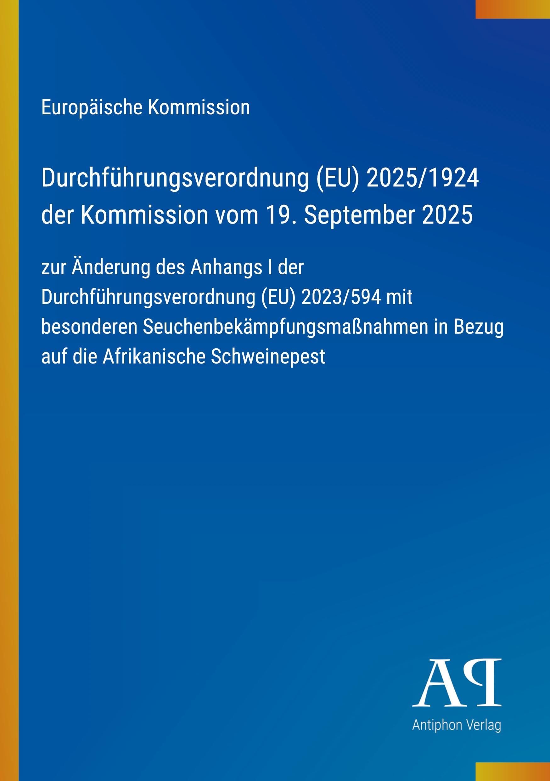 Durchführungsverordnung (EU) 2025/1924 der Kommission vom 19. September 2025
