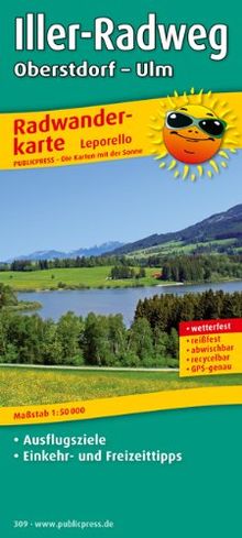 Radwanderkarte Iller-Radweg: Mit Ausflugszielen, Einkehr- und Freizeittipps, reissfest, wetterfest, GPS-genau. 1:50000