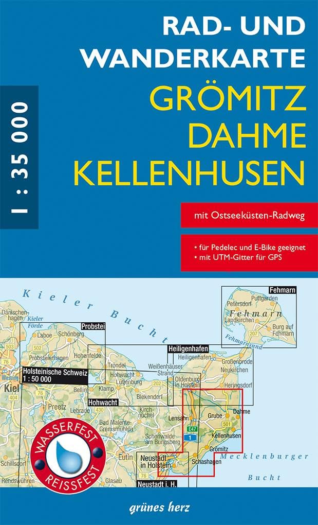 Rad- und Wanderkarte Grömitz, Dahme, Kellenhusen: mit Ostseeküstenradweg (wasser- und reißfest)