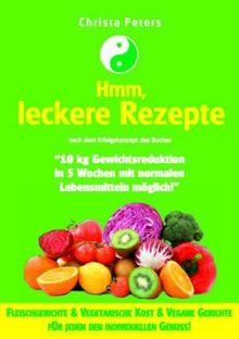 Hmm, leckere Rezepte: nach dem Erfolgskonzept des Buches "10 kg Gewichtsreduktion in 5 Wochen mit normalen Lebensmitteln möglich!"