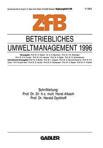 Betriebliches Umweltmanagement 1996 (Zeitschrift für Betriebswirtschaft, 2, Band 2)