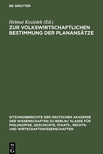Zur volkswirtschaftlichen Bestimmung der Planansätze