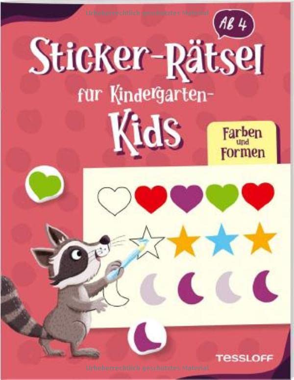 Sticker-Rätsel für Kindergarten-Kids. Farben und Formen: Rätseln und Stickern für Kinder ab 4 Jahren