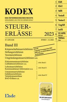 KODEX Steuer-Erlässe 2023, Band III (Kodex des Österreichischen Rechts)