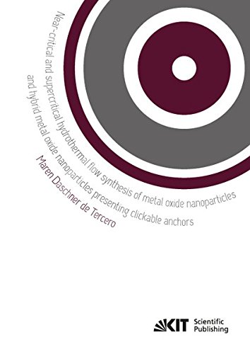 Near-critical and supercritical hydrothermal flow synthesis of metal oxide nanoparticles and hybrid metal oxide nanoparticles presenting clickable anchors
