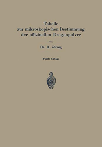 Tabelle zur mikroskopischen Bestimmung der offizinellen Drogenpulver