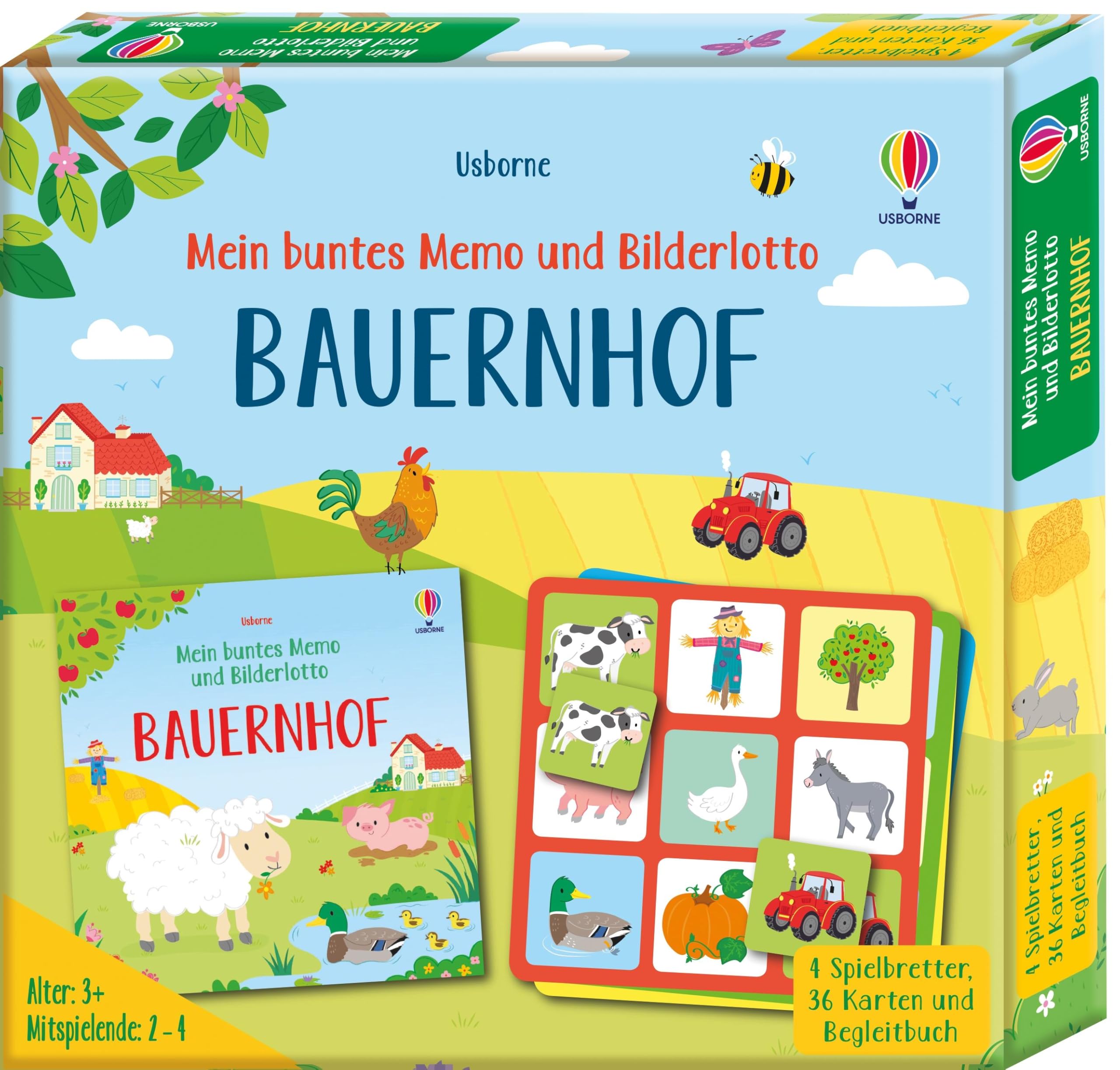 Mein buntes Memo und Bilderlotto: Bauernhof: Set aus 4 Spielbrettern, 36 Karten und Begleitbuch – für Kinder ab 3 Jahren