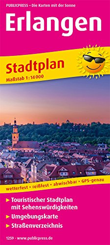 Erlangen: Touristischer Stadtplan mit Sehenswürdigkeiten und Straßenverzeichnis. 1:14000 (Stadtplan / SP)